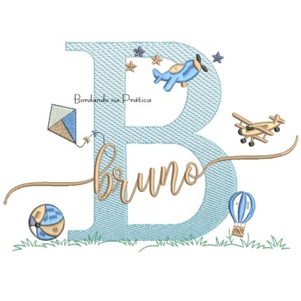 Matriz de Bordado Nome Bruno com Brinquedos