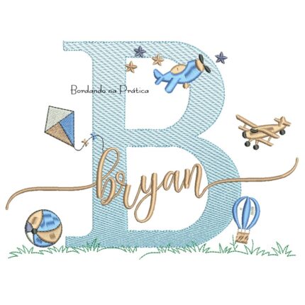 Matriz de Bordado Nome Bryan com Brinquedos