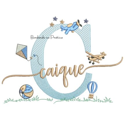 Matriz de Bordado Nome Caique com Brinquedos