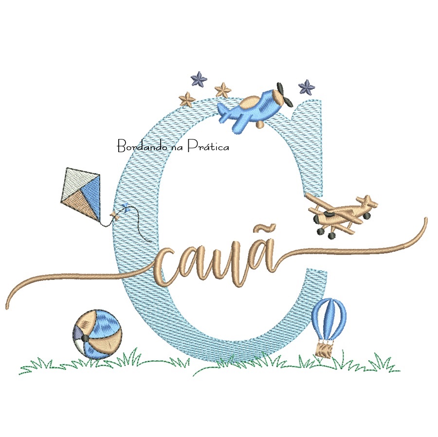 Matriz de Bordado Nome Cauã com Brinquedos Matriz de Bordado Nome Cauã com Brinquedos