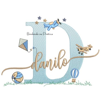 Matriz de Bordado Nome Danilo com Brinquedos