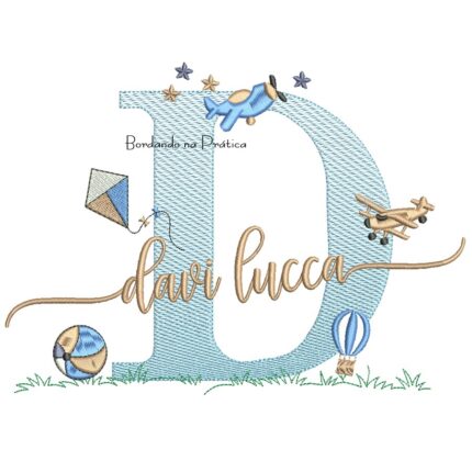 Matriz de Bordado Nome Davi Lucca com Brinquedos