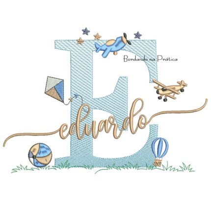 Matriz de Bordado Nome Eduardo com Brinquedos