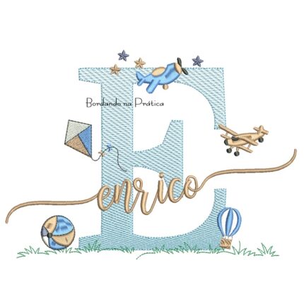 Matriz de Bordado Nome Enrico com Brinquedos