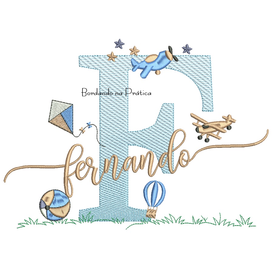 Matriz de Bordado Nome Fernando com Brinquedos Matriz de Bordado Nome Fernando com Brinquedos