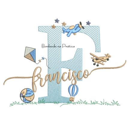 Matriz de Bordado Nome Francisco com Brinquedos