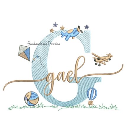 Matriz de Bordados Nome Gael Com Brinquedos