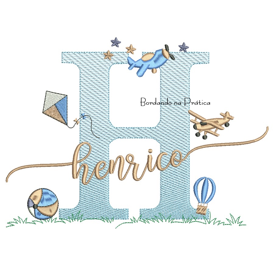 Matriz de Bordado Nome Henrico com Brinquedos Matriz de Bordado Nome Henrico com Brinquedos