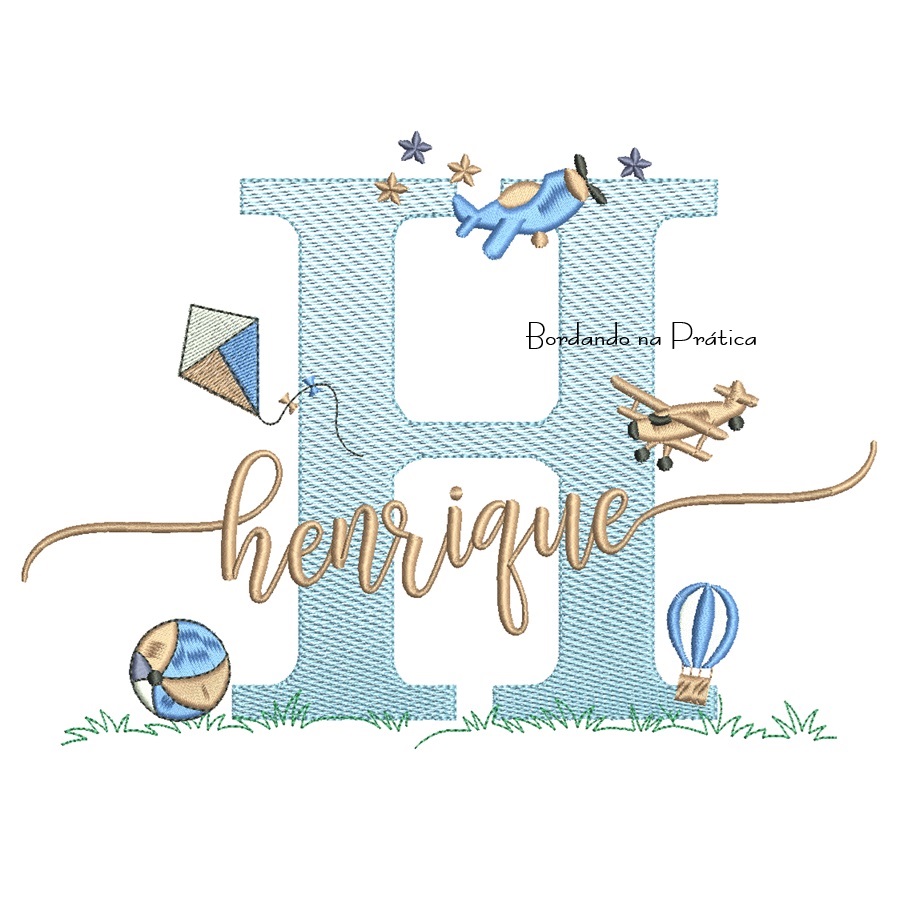Matriz de Bordado Nome Henrique com Brinquedos Matriz de Bordado Nome Henrique com Brinquedos