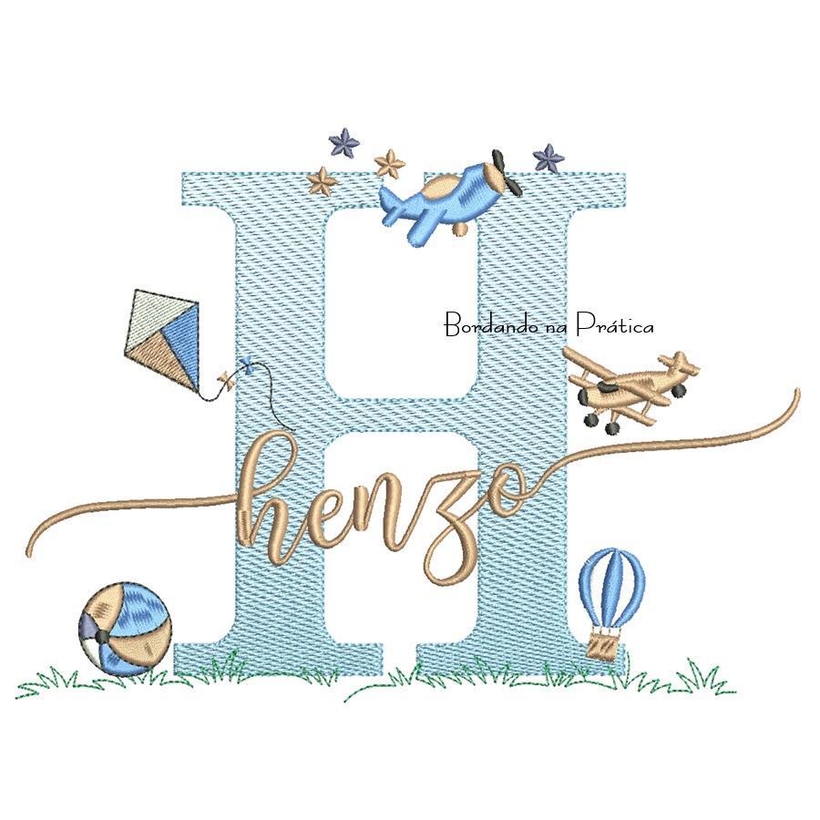 Matriz de Bordado Nome Henzo com Brinquedos Matriz de Bordado Nome Henzo com Brinquedos