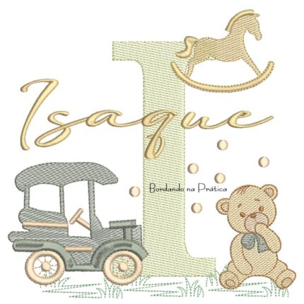 Matriz de Bordado Nome Isaque Brinquedos de Infância