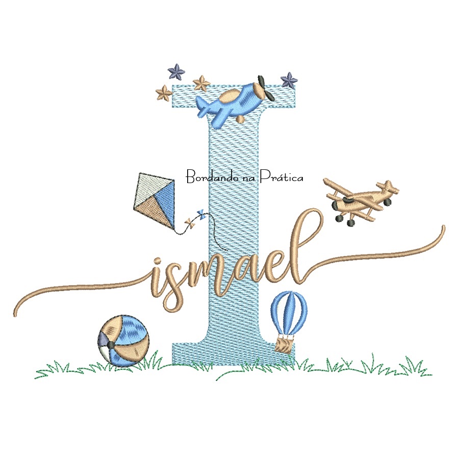 Matriz de Bordado Nome Ismael com Brinquedos Matriz de Bordado Nome Ismael com Brinquedos