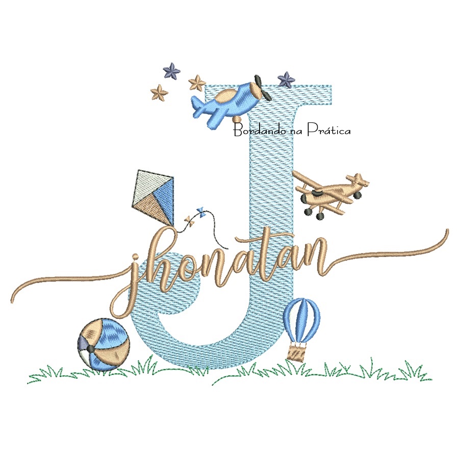 Matriz de Bordado Nome Jhonatan com Brinquedos Matriz de Bordado Nome Jhonatan com Brinquedos