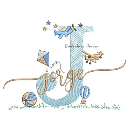 Matriz de Bordado Nome Jorge com Brinquedos
