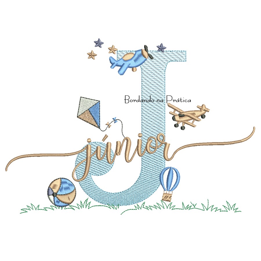 Matriz de Bordado Nome Júnior com Brinquedos Matriz de Bordado Nome Júnior com Brinquedos