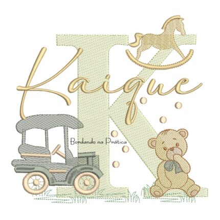 Matriz de Bordado Nome Kaique Brinquedos de Infância