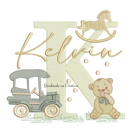 Matriz de Bordado Nome Kelvin Brinquedos de Infância