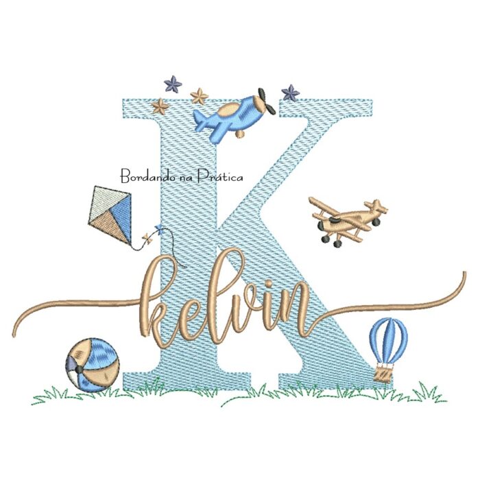 Matriz de Bordado Nome Kelvin com Brinquedos Matriz de Bordado Nome Kelvin com Brinquedos
