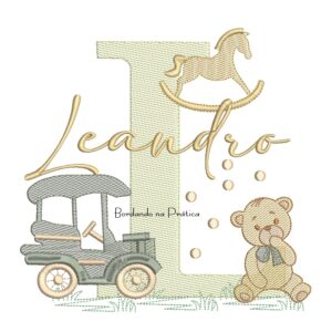 Matriz de Bordado Nome Leandro Brinquedos de Infância