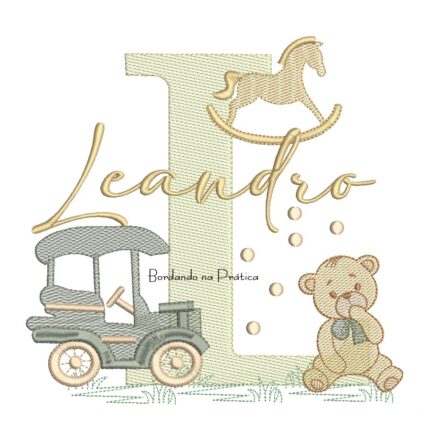 Matriz de Bordado Nome Leandro Brinquedos de Infância