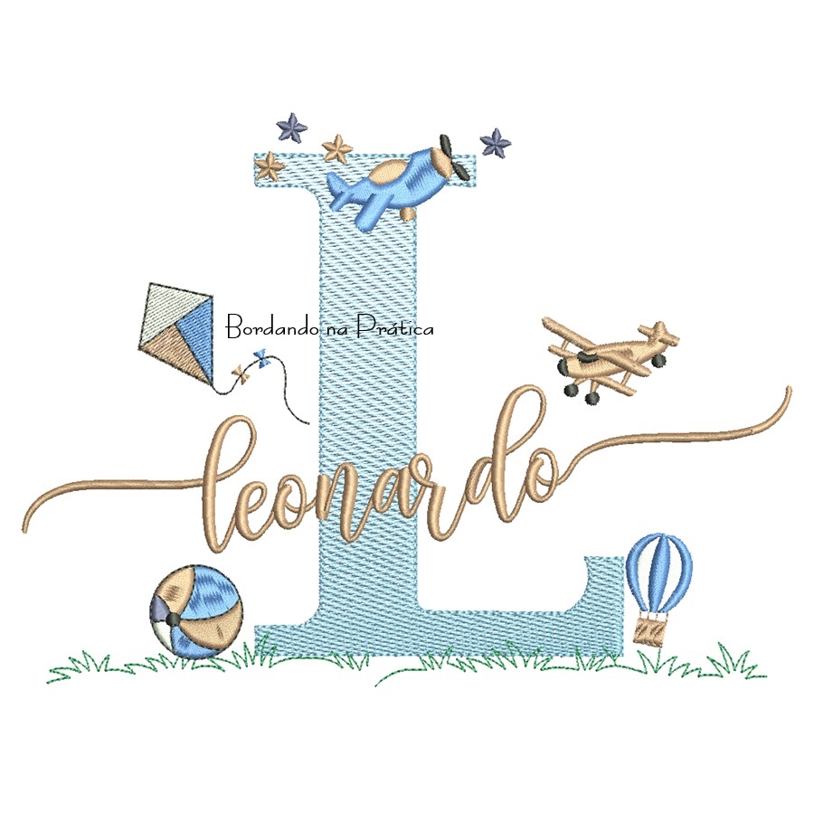 Matriz de Bordado Nome Leonardo com Brinquedos Matriz de Bordado Nome Leonardo com Brinquedos
