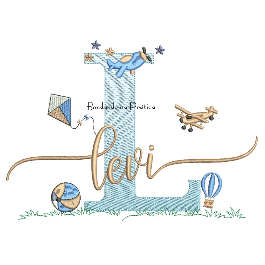 Matriz de Bordado Nome Levi com Brinquedos Matriz de Bordado Nome Levi com Brinquedos