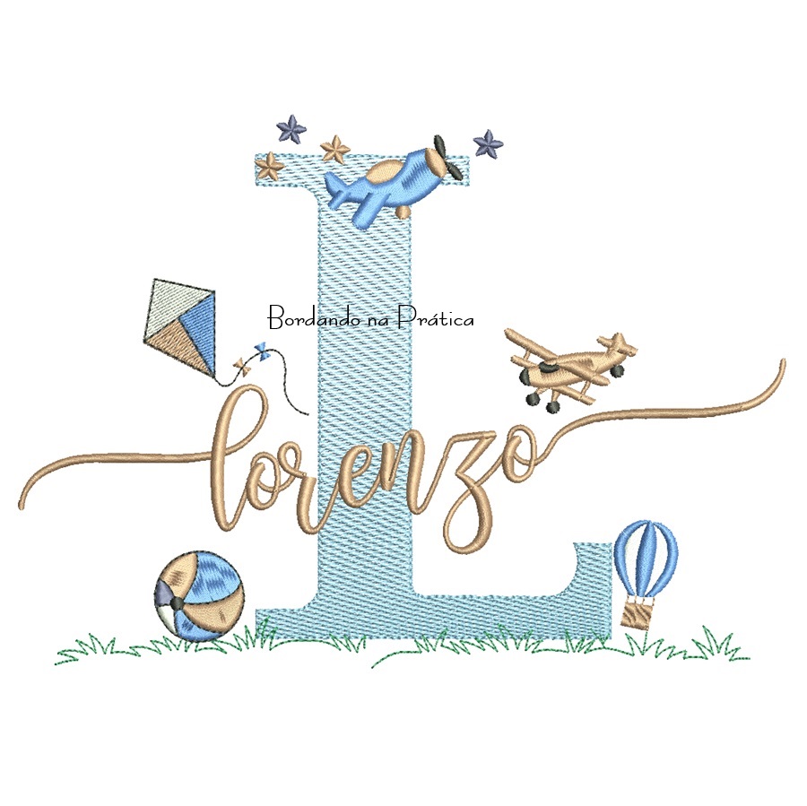Matriz de Bordado Nome Lorenzo com Brinquedos Matriz de Bordado Nome Lorenzo com Brinquedos