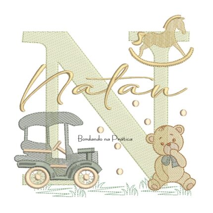 Matriz de Bordado Nome Natan Brinquedos de Infância