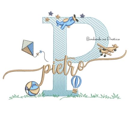 Matriz de Bordado Nome Pietro com Brinquedos