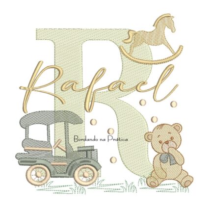 Matriz de Bordado Nome Rafael Brinquedos de Infância