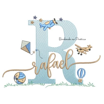 Matriz de Bordado Nome Rafael com Brinquedos
