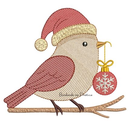 Matriz de Bordado - Passarinho com Bola de Natal BP