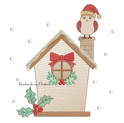 Matriz de Bordado - Passarinho de Frente na Casinha BP