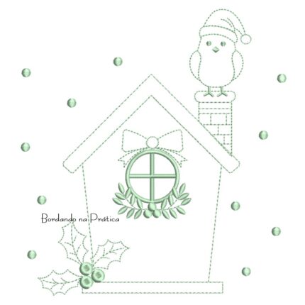 Matriz de Bordado - Passarinho na Casinha Contorno BP