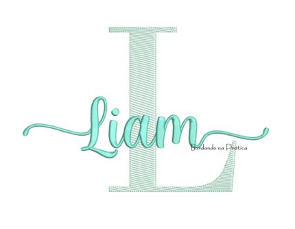 Matriz de Bordado Nome Liam para bordar com letra L no fundo