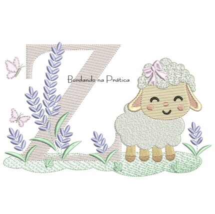 Matriz de Bordado Letra Z Ovelhinha Lavanda
