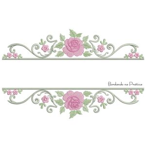 Matriz de Bordado Moldura Arabesco Entremeio Colorido Toalha