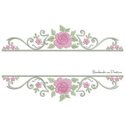 Matriz de Bordado Moldura Arabesco Entremeio Colorido Toalha