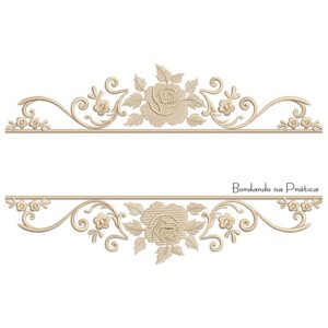 Matriz de Bordado Moldura Floral Toalha