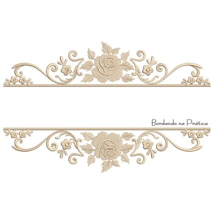 Matriz de Bordado Moldura Floral Toalha