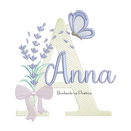 Matriz de Bordado Nome Anna Lavanda com Laço