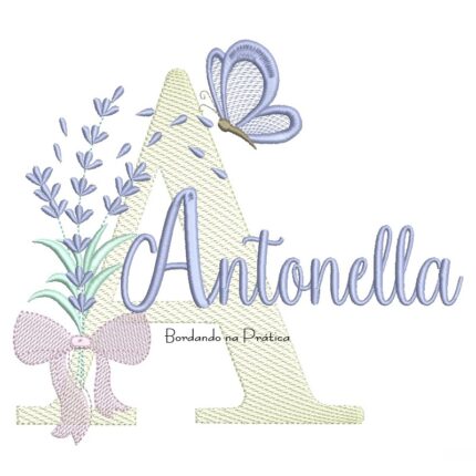 Matriz de Bordado Nome Antonella Lavanda com Laço