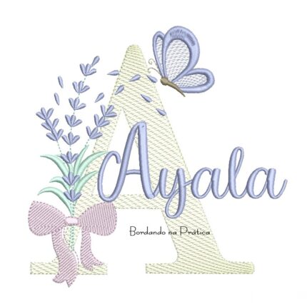 Matriz de Bordado Nome Ayala Lavanda com Laço