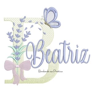 Matriz de Bordado Nome Beatriz Lavanda com Laço