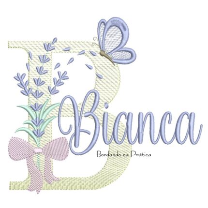 Matriz de Bordado Nome Bianca Lavanda com Laço