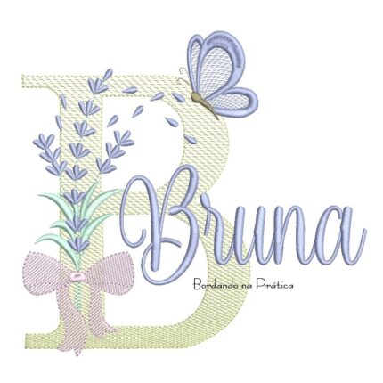 Matriz de Bordado Nome Bruna Lavanda com Laço