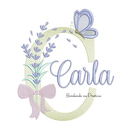 Matriz de Bordado Nome Carla Lavanda com Laço