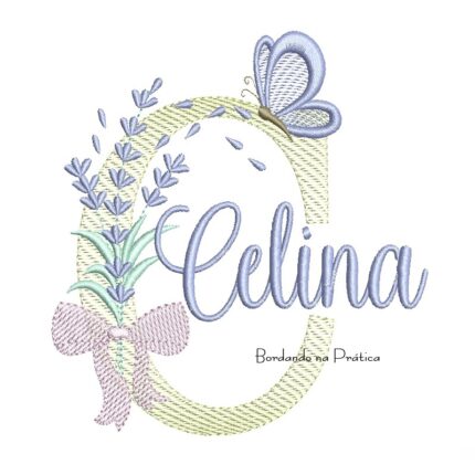 Matriz de Bordado Nome Celina Lavanda com Laço