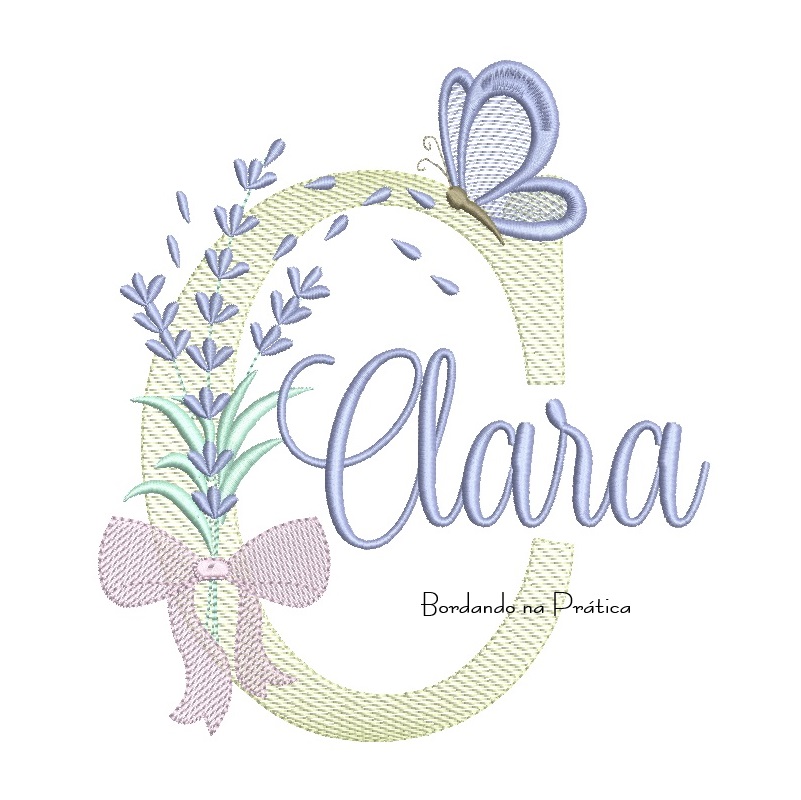 Matriz de Bordado Nome Clara Lavanda com Laço Matriz de Bordado Nome Clara Lavanda com Laço