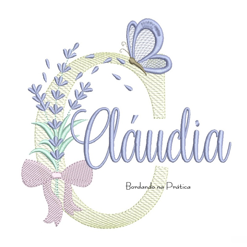 Matriz de Bordado Nome Cláudia Lavanda com Laço Matriz de Bordado Nome Cláudia Lavanda com Laço